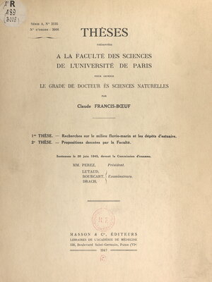 cover image of Recherches sur le milieu fluvio-marin et les dépôts d'estuaire